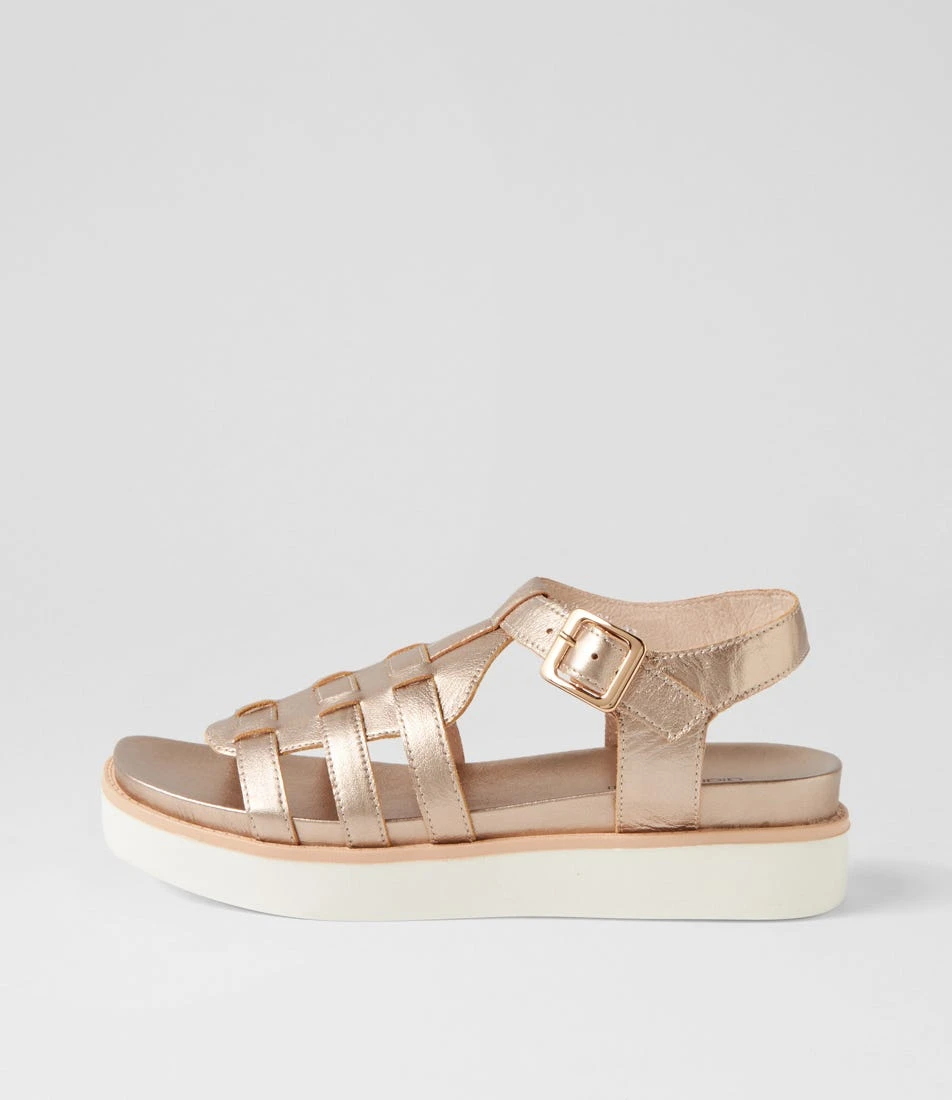Bindy Champagne White Leather Sandals 3 Bindy Champagne White Leather Sandals