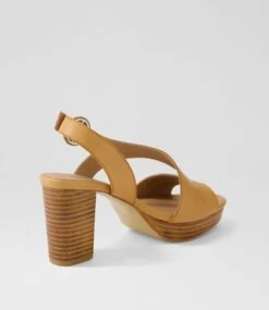 Coma Dark Tan Natural Heel Leather Sandals -Lynx Shoes Shop DF13079TGHLE 4