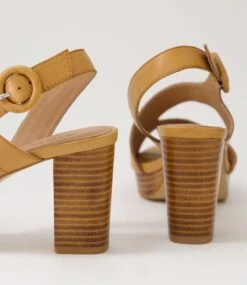 Coma Dark Tan Natural Heel Leather Sandals -Lynx Shoes Shop DF13079TGHLE 6