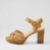 Ciaras Dark Tan Natural Heel Leather Sandals -Lynx Shoes Shop DF13080TGHLE 2