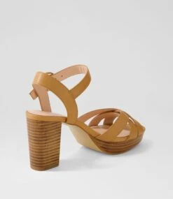 Ciaras Dark Tan Natural Heel Leather Sandals 9 Ciaras Dark Tan Natural Heel Leather Sandals -Lynx Shoes Shop DF13080TGHLE 4