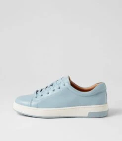 Delanys Pale Blue Leather Sneakers