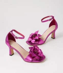 Thorough Fuchsia Metallic Leather Sandals -Lynx Shoes Shop DF13123P23LE 6
