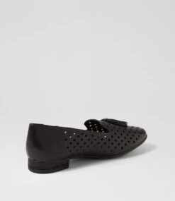 Tennis Black Leather Flat Shoes -Lynx Shoes Shop DF13130BLALE 4