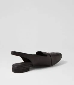 Telsa Black Leather Flat Shoes -Lynx Shoes Shop DF13132BLALE 4