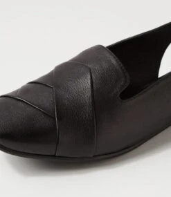 Telsa Black Leather Flat Shoes -Lynx Shoes Shop DF13132BLALE 6