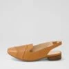 Telsa Dark Tan Leather Flat Shoes