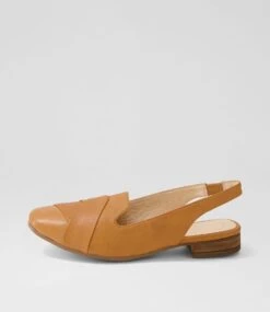 Telsa Dark Tan Leather Flat Shoes