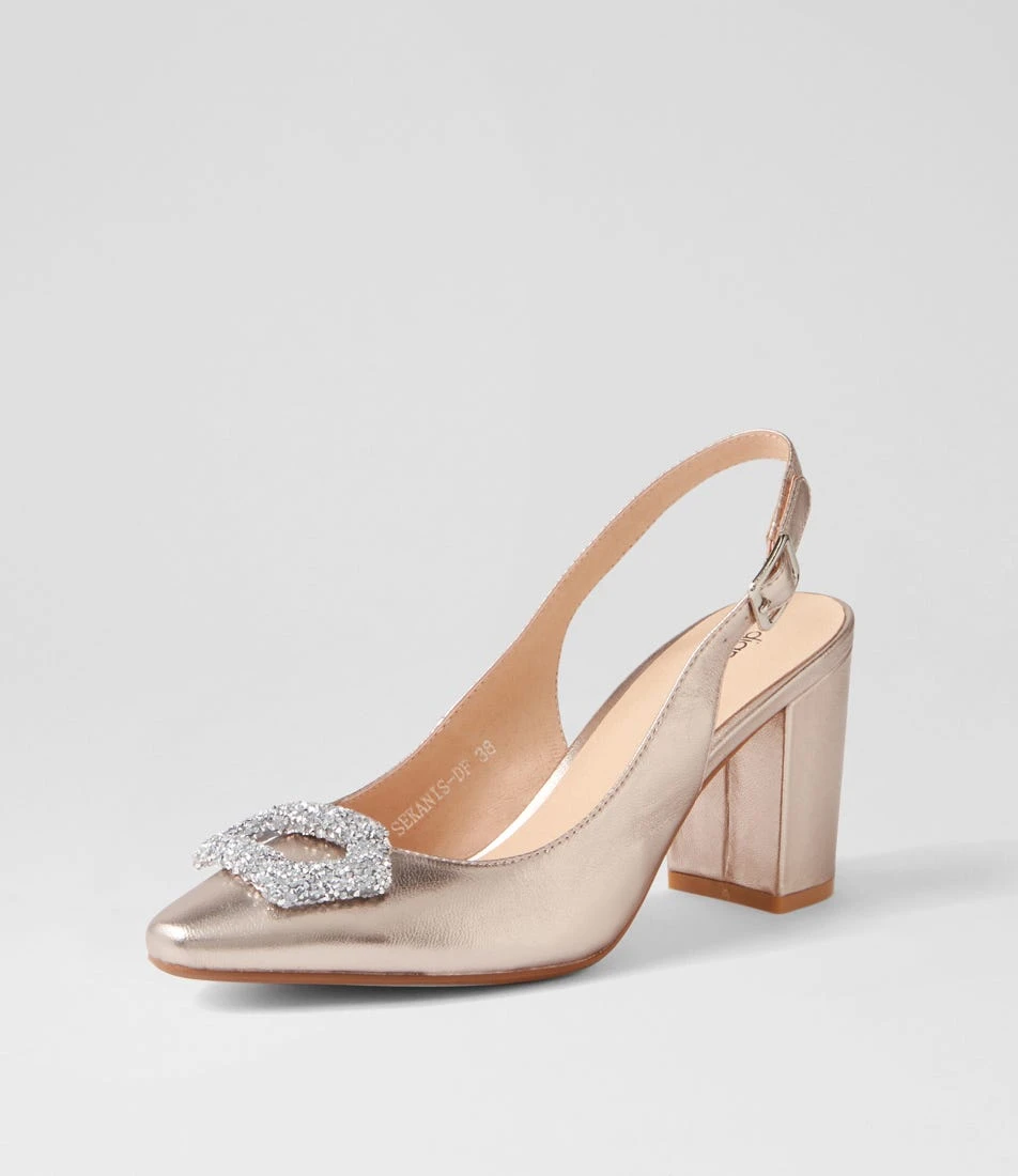 Sekanis Champagne Leather Heels 4 Sekanis Champagne Leather Heels - Image 2