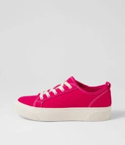 Daelin Deep Fuchsia White Canvas Sneakers