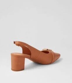 Lovily Dark Tan Leather Heels -Lynx Shoes Shop DF13155TAOLE 4