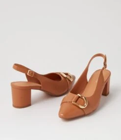 Lovily Dark Tan Leather Heels -Lynx Shoes Shop DF13155TAOLE 6