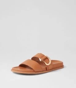 Vatum Dark Tan Leather Slides -Lynx Shoes Shop DF13171TAOLE 3