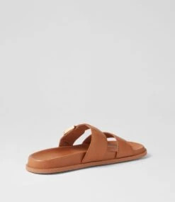 Vatum Dark Tan Leather Slides -Lynx Shoes Shop DF13171TAOLE 4