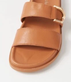 Vatum Dark Tan Leather Slides -Lynx Shoes Shop DF13171TAOLE 5
