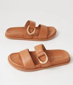 Vatum Dark Tan Leather Slides -Lynx Shoes Shop DF13171TAOLE 6