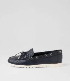 Alycee Navy Leather Loafers