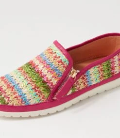 Ashess Fuchsia Multi Flat Shoes -Lynx Shoes Shop DF13176P22HG 6