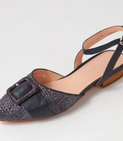 Dashah Dark Denim Woven Leather Flat Shoes -Lynx Shoes Shop DF13185DLT4N 6