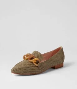 Devyns Khaki Leather Loafers -Lynx Shoes Shop DF13188H48LE 3