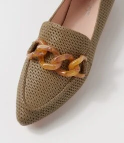Devyns Khaki Leather Loafers -Lynx Shoes Shop DF13188H48LE 5