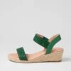 Heline Emerald Pearl Elastic Leather Espadrilles -Lynx Shoes Shop DF13200HGA30 2