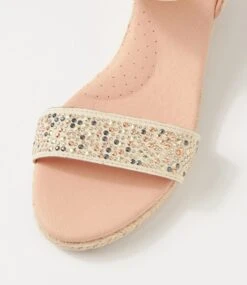 Heline Cream Pearl Rope Elastic Espadrilles -Lynx Shoes Shop DF13200XCU29 5