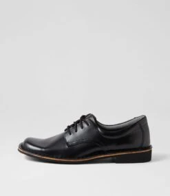 Indy E Black Shine Leather Lace Up Flats
