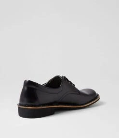 Indy E Black Shine Leather Lace Up Flats -Lynx Shoes Shop HN10005BLACH 4