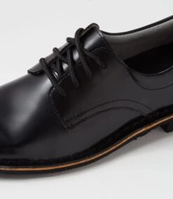 Indy E Black Shine Leather Lace Up Flats -Lynx Shoes Shop HN10005BLACH 6