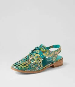 Quibblet Green Paisley Flat Shoes -Lynx Shoes Shop IL10204HD2SM 3