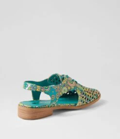 Quibblet Green Paisley Flat Shoes -Lynx Shoes Shop IL10204HD2SM 4