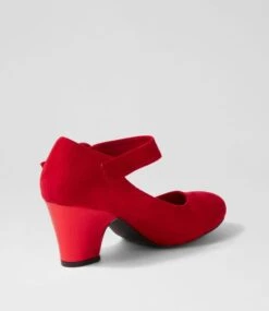 Sharik Red Microsuede Heels -Lynx Shoes Shop IL10385RXGOM 4