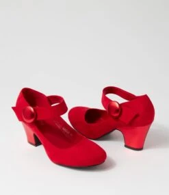 Sharik Red Microsuede Heels -Lynx Shoes Shop IL10385RXGOM 6