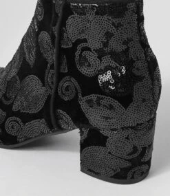 Kanye Black Swirl Velvet Ankle Boots -Lynx Shoes Shop IL10662B44IT 6