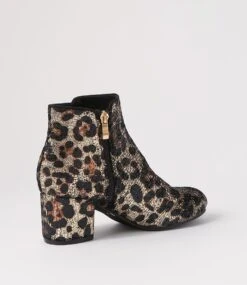 Kanye Gold Leopard Velvet Ankle Boots -Lynx Shoes Shop IL10662C39IT 4