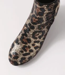 Kanye Gold Leopard Velvet Ankle Boots -Lynx Shoes Shop IL10662C39IT 5