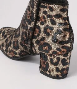 Kanye Gold Leopard Velvet Ankle Boots -Lynx Shoes Shop IL10662C39IT 6