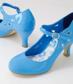 Mendy Aqua Patent Mary Jane Heels -Lynx Shoes Shop IL10673D00UU 6