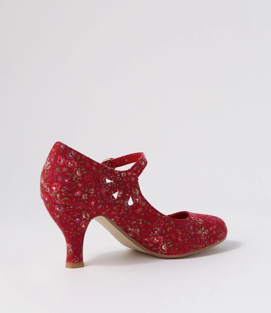 Mendy Red Flower Fabric Heels 5 Mendy Red Flower Fabric Heels - Image 3