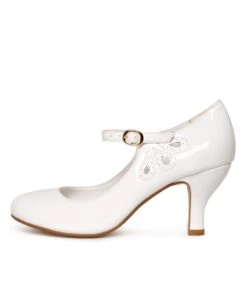 Mendy White Patent Pu