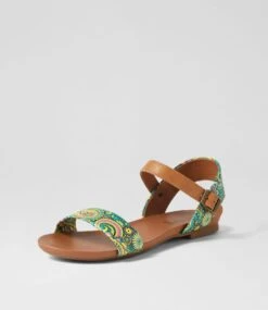 Saratoga Green Paisley Tan Sandals -Lynx Shoes Shop IL10912HD7SM 3