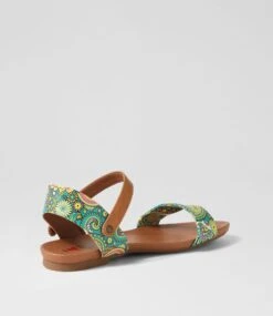 Saratoga Green Paisley Tan Sandals -Lynx Shoes Shop IL10912HD7SM 4