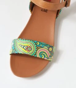 Saratoga Green Paisley Tan Sandals -Lynx Shoes Shop IL10912HD7SM 5