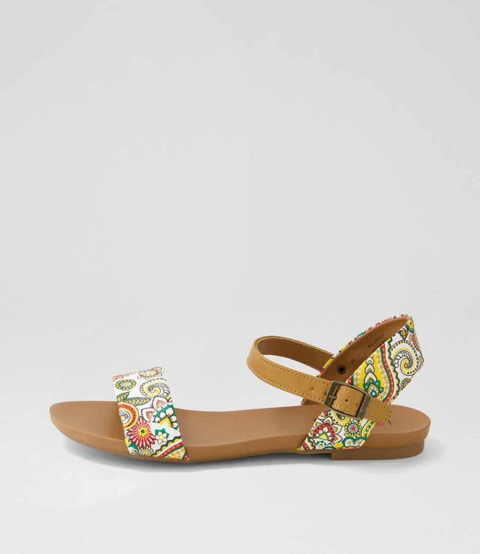 Saratoga White Paisley Tan Sandals 3 Saratoga White Paisley Tan Sandals