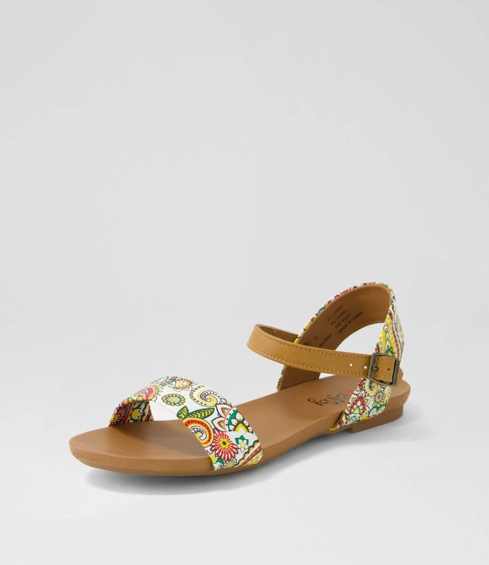 Saratoga White Paisley Tan Sandals 4 Saratoga White Paisley Tan Sandals - Image 2