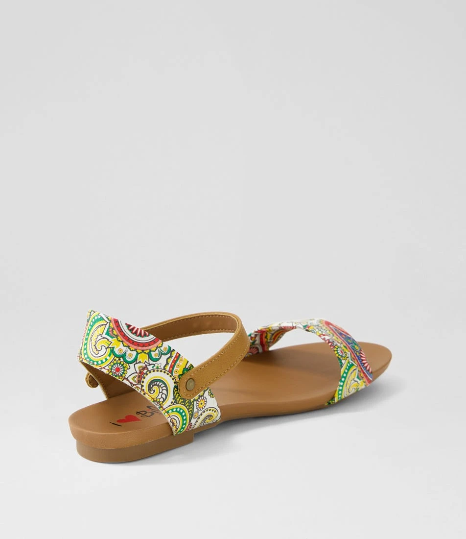 Saratoga White Paisley Tan Sandals 5 Saratoga White Paisley Tan Sandals - Image 3