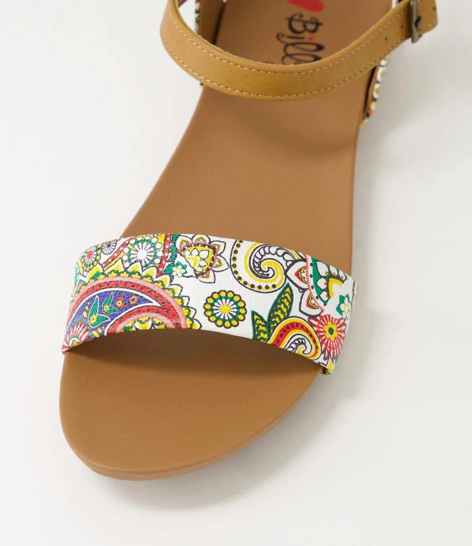 Saratoga White Paisley Tan Sandals 6 Saratoga White Paisley Tan Sandals - Image 4