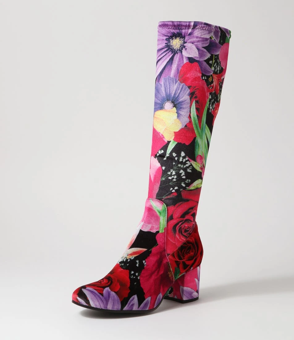 Neolas Vintage Flower Velvet Knee High Boots 4 Neolas Vintage Flower Velvet Knee High Boots - Image 2