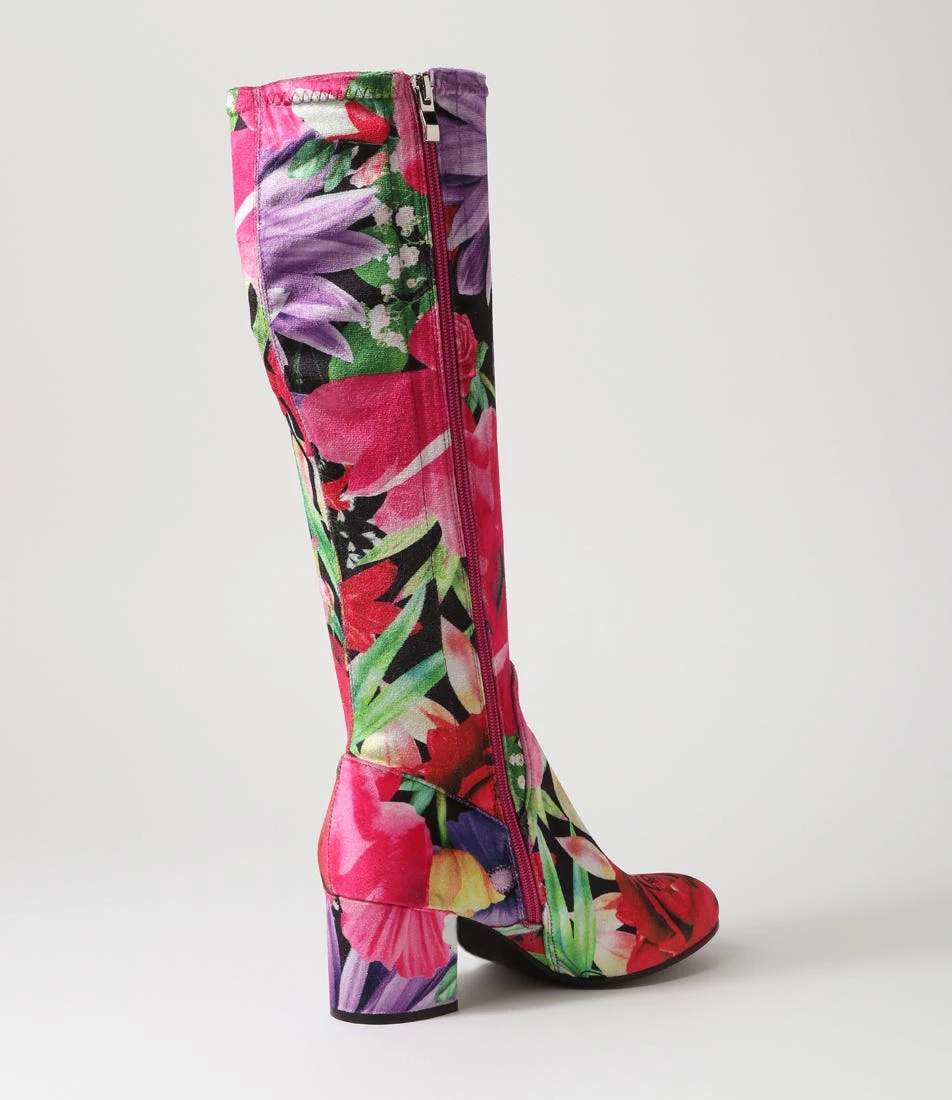 Neolas Vintage Flower Velvet Knee High Boots 5 Neolas Vintage Flower Velvet Knee High Boots - Image 3